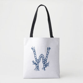 Monogram för blå vit anpassningsbar tygkasse