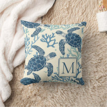 Monogram för blåa och Cream Sea Turtles