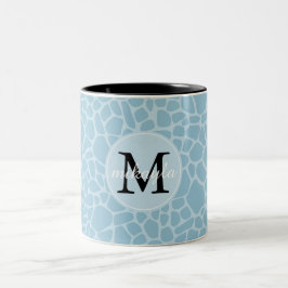 Monogram för blåttgirafftryck Två-Tonad mugg