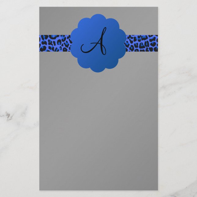 Monogram för blåttleopardrand brevpapper (Framsida)