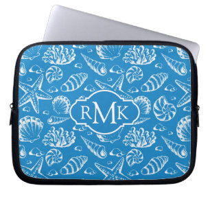 Monogram för blåttstrandmönster laptop fodral