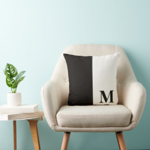 Monogram för block Färg med två tonkärnor, svart o Kudde