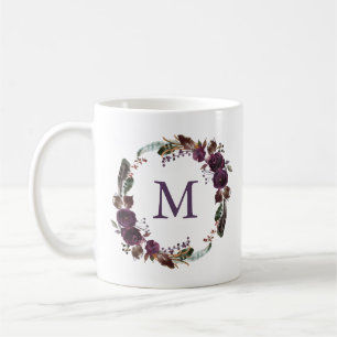 Monogram för blom för vild kunglig blom- kaffemugg