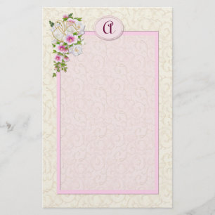 Monogram för blommigt - Anpassa Brevpapper