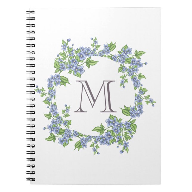 Monogram för blommigt anteckningsbok med spiral (Framsidan)