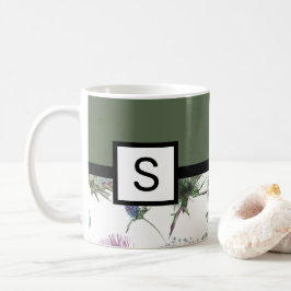 Monogram för Blommigt av Grönt Kaffemugg