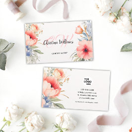 Monogram för Blommigt av unika vattenfärger Visitkort