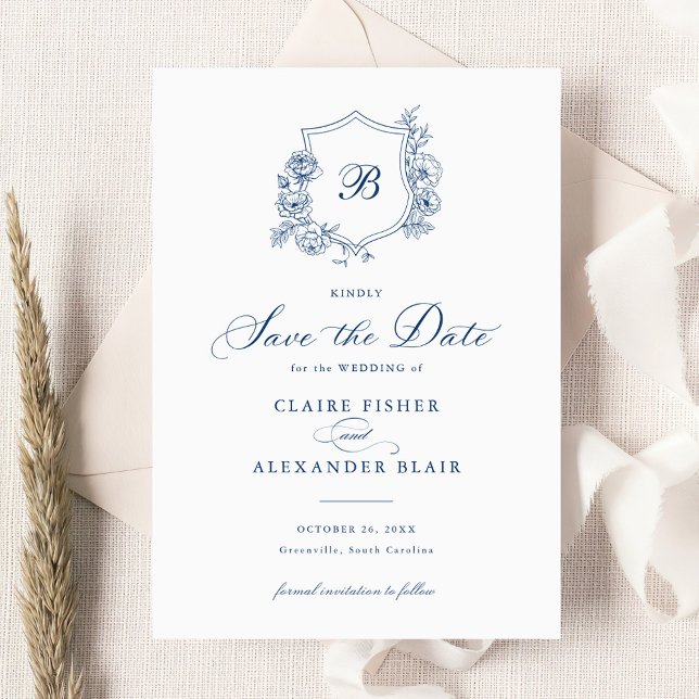 Monogram för blommigt Elegant Ro Vapensköld Spara  Inbjudningar (Skapare uppladdad)