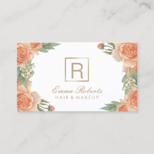 Monogram för blommigt för vintage för stylist f visitkort