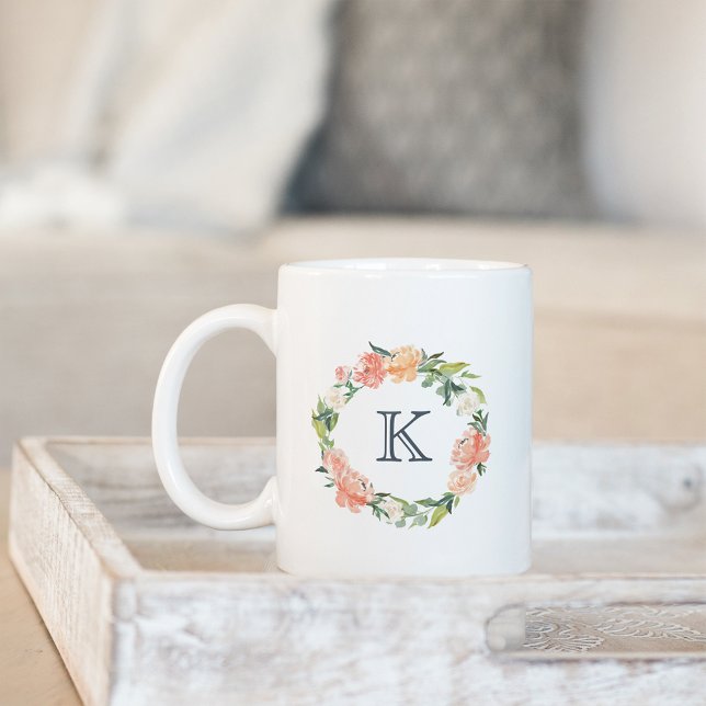 Monogram för blommigt kaffemugg (Skapare uppladdad)