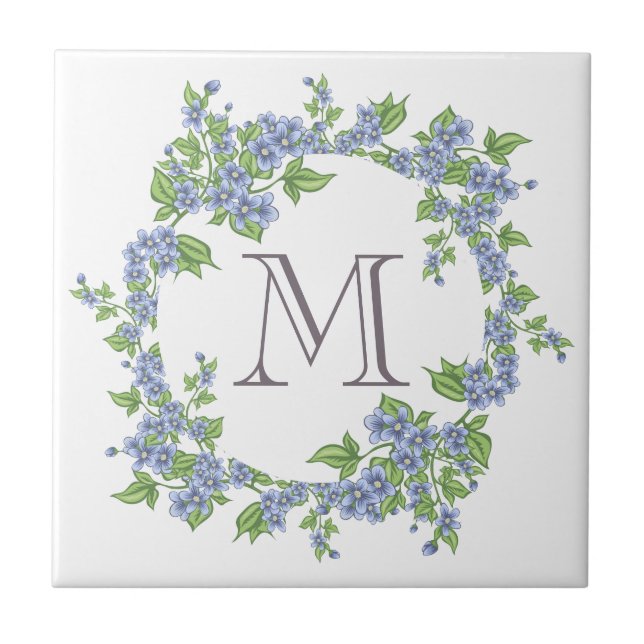 Monogram för blommigt kakelplatta (Framsidan)