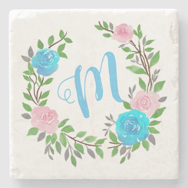 Monogram för blommigt stenunderlägg (Framsidan)