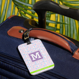 Monogram för blommigtens Personlig Bagagebricka