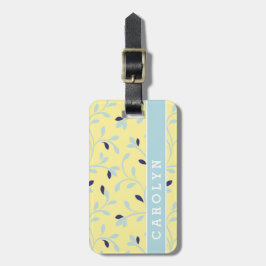 Monogram för blommönster av cute-pastel-gult bagagebricka