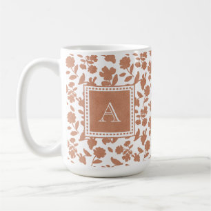 Monogram för Blommönstret Glitter i Cute Anpassn Kaffemugg