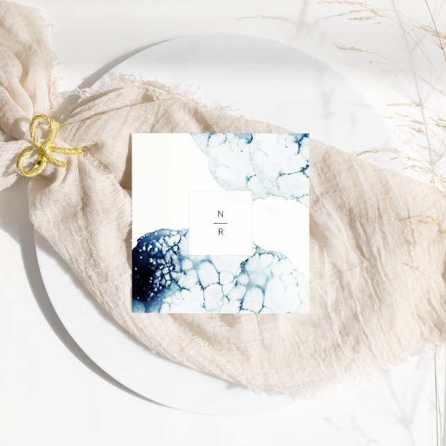 Monogram för Blue Nautical Destination Wedding Pappersservett (Skapare uppladdad)