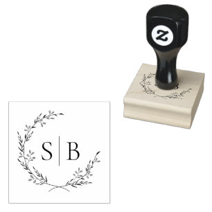 Monogram för botaniskt krans stämpel
