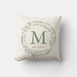 Monogram för botaniskt naturkrans upprättat kudde
