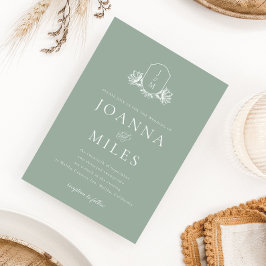 Monogram för botaniskt Vapensköld Sage Grönt Inbjudningar
