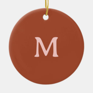 Monogram för bränd Orange Anpassningsbar Julgransprydnad Keramik