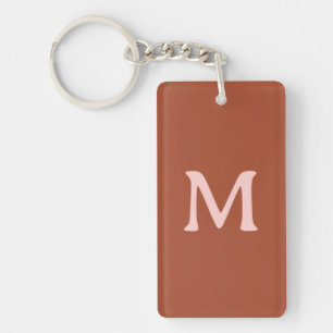 Monogram för bränd Orange Anpassningsbar Nyckelring