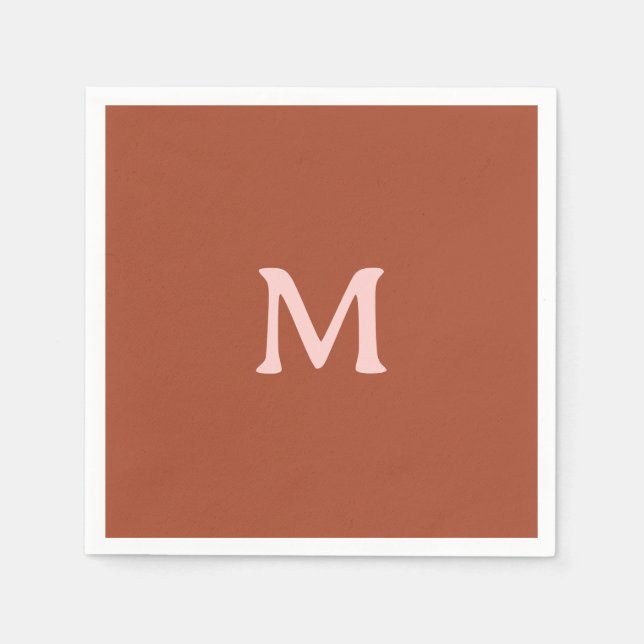 Monogram för bränd Orange Anpassningsbar Pappersservett (Framsidan)