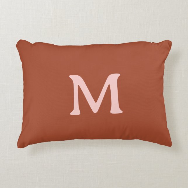 Monogram för bränd Orange Anpassningsbar Prydnadskudde (Framsidan)