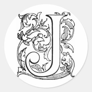 Monogram för brev J Runt Klistermärke