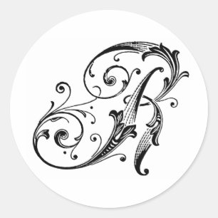 Monogram för brev R Runt Klistermärke