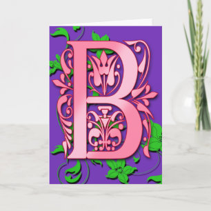 Monogram för brev som B är initial på rosa Anteckningskort