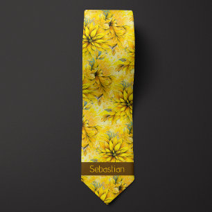 Monogram för Bright Gult Blommigt Slips