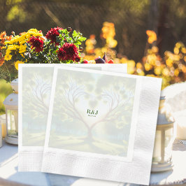 Monogram för bröllop par Grönt Pappersservett