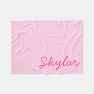 Monogram för Bubblegum Rosa och Shock rosa anpassa Fleecefilt