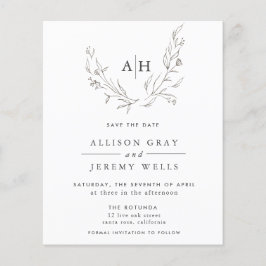 Monogram för budgeterad Blommigt Spara DAte