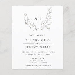 Monogram för budgeterad Blommigt Spara DAte