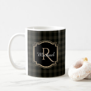 Monogram för buffelkontrollpläd kaffemugg