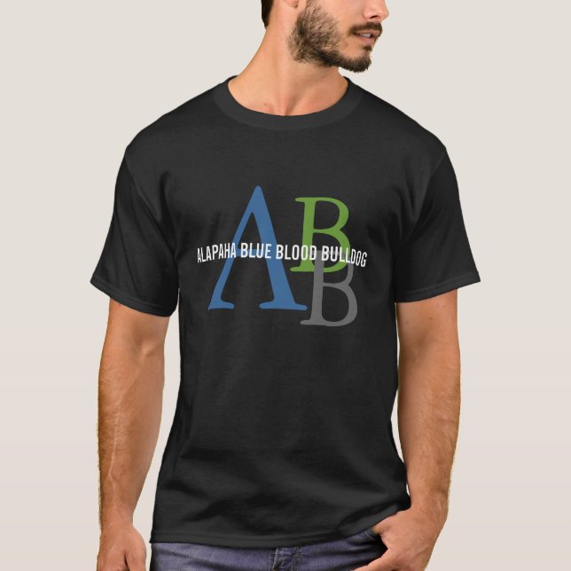 Monogram för bulldogg för Alapaha blåttblod T Shirt (Framsida)