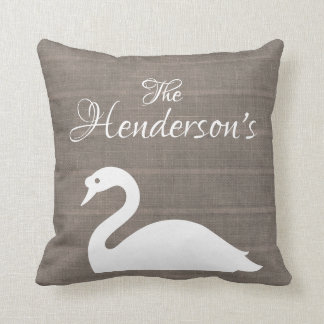 Monogram för Burlap | för svanSilhouetteFaux Kudde