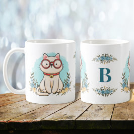 Monogram för charmering av Blommigt för kute med g Kaffemugg