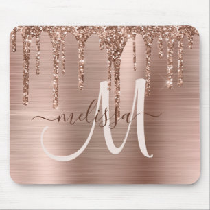 Monogram för Chic Ro-Guld-drivning Glitter-Metall Musmatta