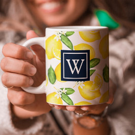 Monogram för Citrus Mönster Kaffemugg