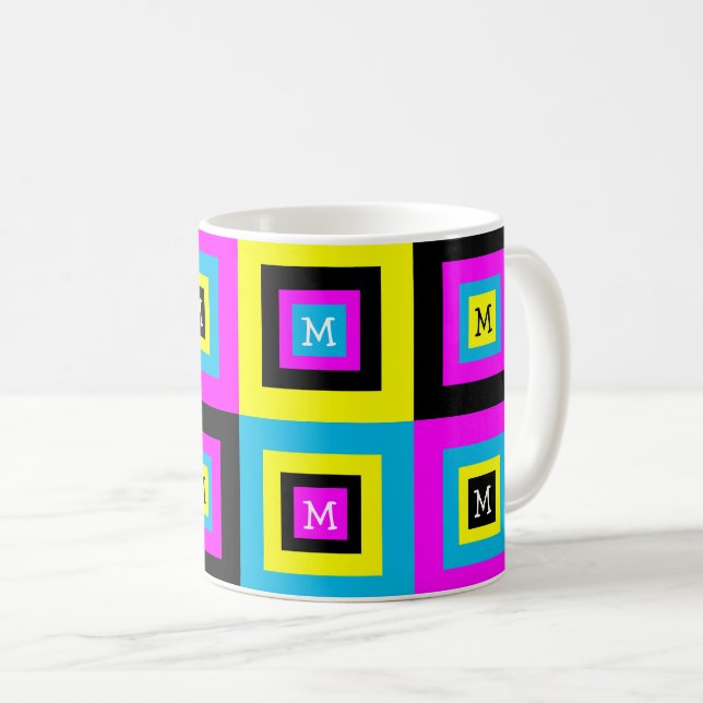 Monogram för CMYK Graphic Designer-rutor Kaffemugg (Framsida höger)