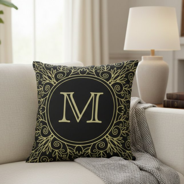Monogram för dekorationsgräns i dekorativ kudde (Skapare uppladdad)