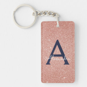 Monogram för den blå Glitter-Gnistran rosa ros Gul