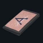 Monogram för den blå Glitter-Gnistran rosa ros Gul<br><div class="desc">Rosa ros Guld och marinblå Faux Glitter och Gnistra Elegant Nylon Wallet. Den här nylonplattan kan anpassas så att den omfattar ditt första och första namn.</div>