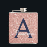 Monogram för den blå Glitter-Gnistran rosa ros Gul Fickplunta<br><div class="desc">Rosa - Monogramkolv för Ro och Guld och marinkolv för blå faux Glitter och Gnistra Elegant. Den här kolven kan anpassas så att den omfattar ditt första och första namn. Rosa ros Guld-kolven är perfekt för en födelsedag eller ett bachelorette-parti firande.</div>