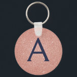 Monogram för den blå Glitter-Gnistran rosa ros Gul Nyckelring<br><div class="desc">nyckelkedjan Rosa ros Guld och marin blå faux Glitter och Gnistra Elegant. Dessa nyckelkedjor kan anpassas så att de omfattar ditt första och första namn och är en perfekt-,  bachelorette-möhippa eller födelsedagsfest-tjänst.</div>