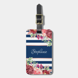 Monogram för den Blommigten Rand Burgundy Bagagebricka