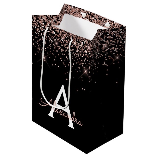 Monogram för den  Rosan vid Glitter Gnistra Guld (Framsidan Vinklad)