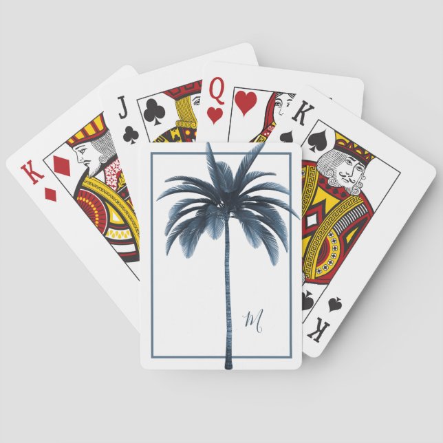 Monogram för den tropiska Eleganten Handflatan Whi Casinokort (Baksidan)